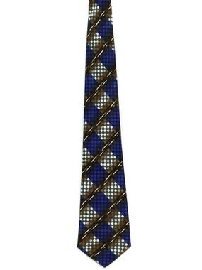 Vintage 90s Manhattan Purple Brown Checkerboard Polyester Necktie 58x3.5